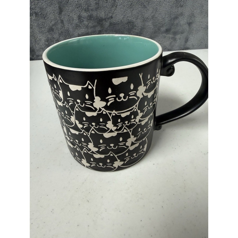 Spectrum Designz Stamped Cats Mug Black Cute Large 22 fl oz Feline Cat Ceramic
